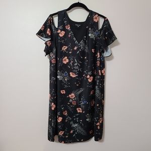 Floral Shift Dress Cold Shoulder